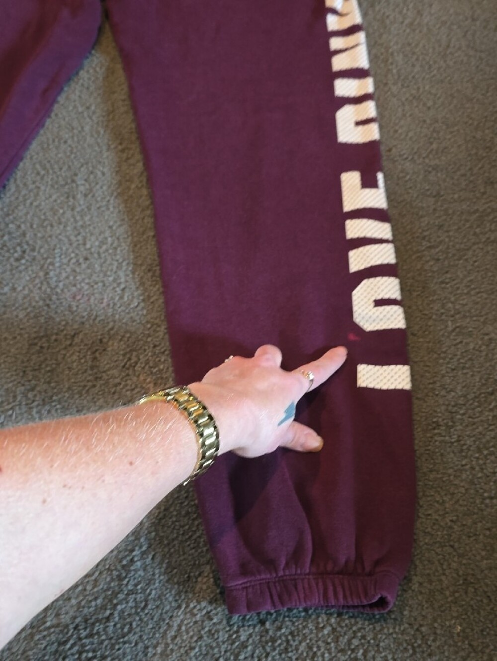 PINK Victoria's Secret Maroon Track Joggers with White Logo - Picture 6 of 6